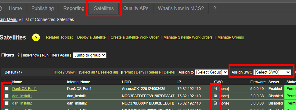 assign a work order to a ncs