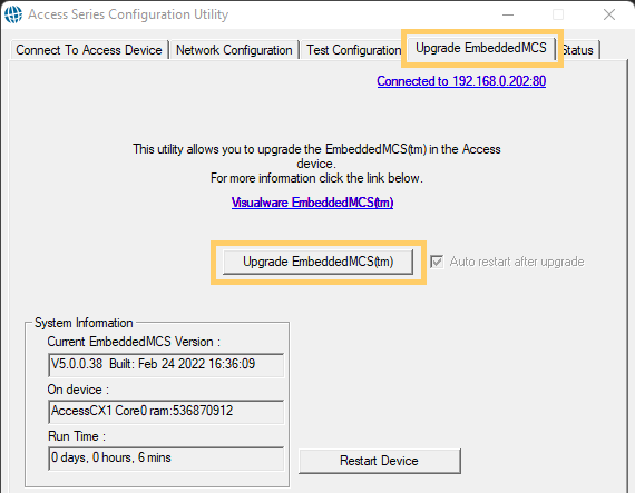 Upgrade EmbeddedMCS tab