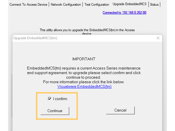confirm support agreement