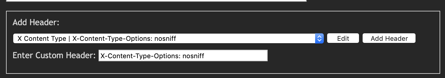 Edit a header preset in MCS