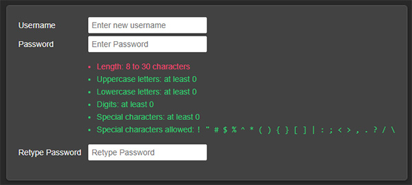 Username and Password