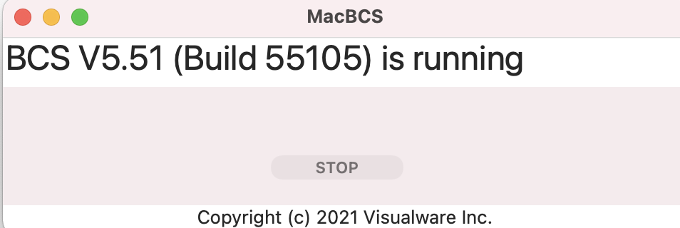 BCS Mac app running