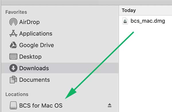 BCS disk image mounted