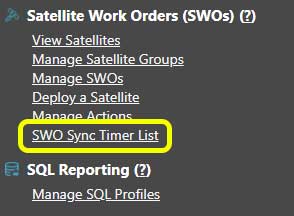 SWO Sync Timer List menu link