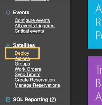 Deploy link in MCS main menu