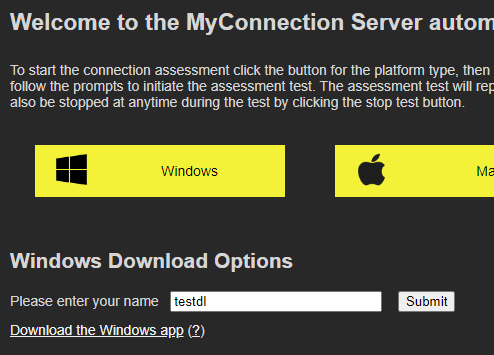 Work order download page with OS selection buttons