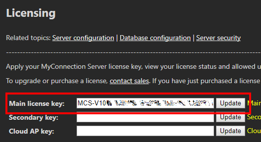 Main License Key text box