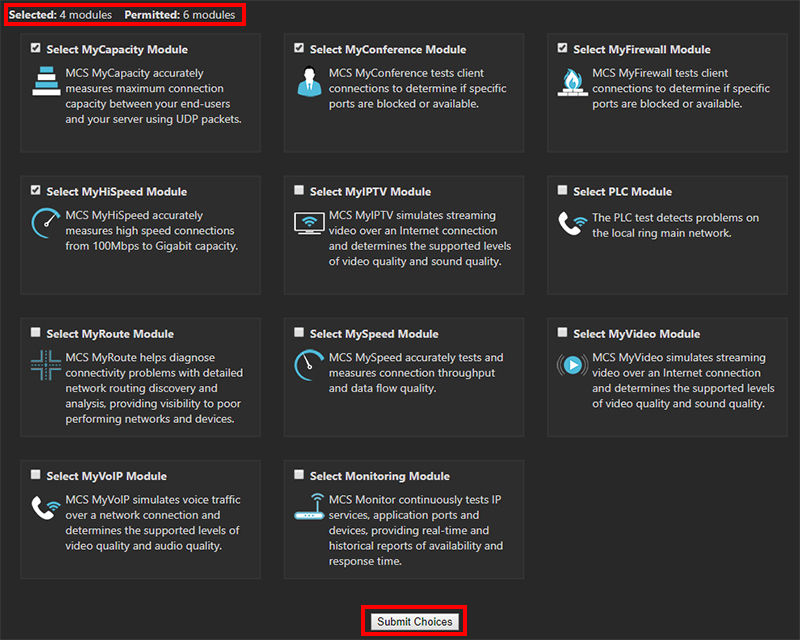 Plugin selection checkboxes