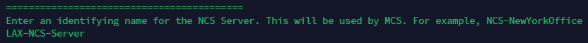 Give the NCS server an identifying name