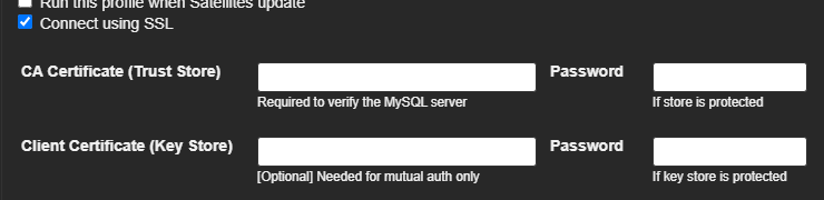 MySQL SSL configuration options