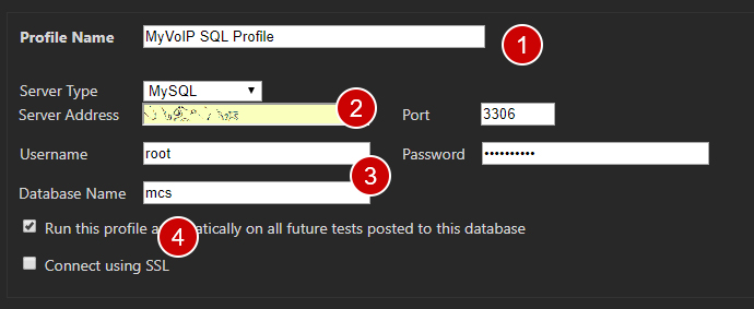 SQL profile connection settings