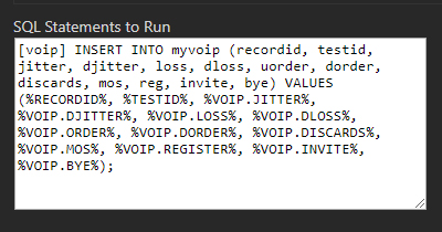 INSERT INTO statement in SQL Statements text box
