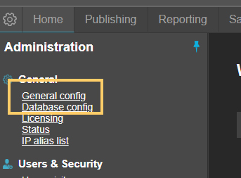 General Config option in Administration menu