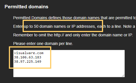 Permitted Domains input field