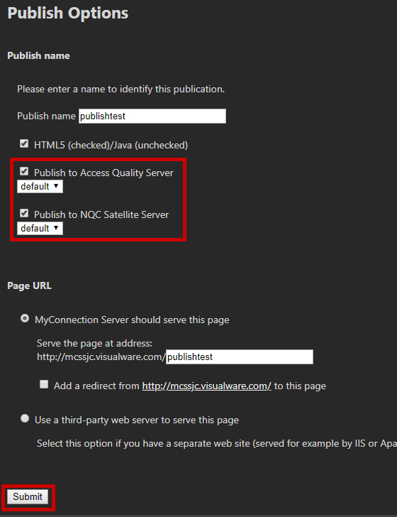 Publish to satellite options