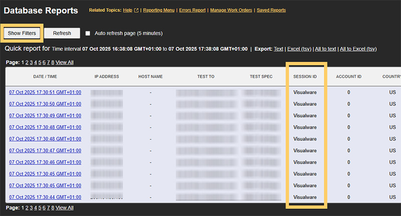 Report results in tabular format
