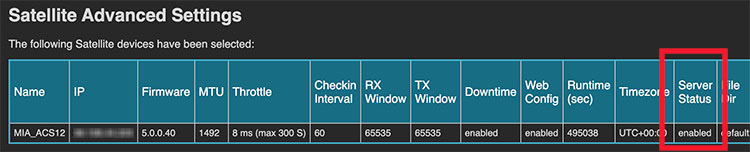 Current satellite settings