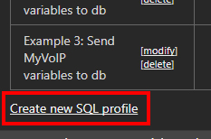 Create new SQL profile link