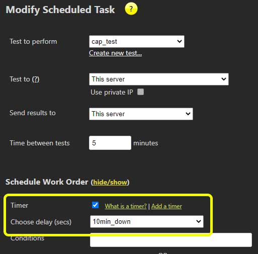 Timer checkbox and dropdown