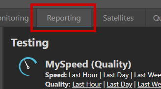 Reporting tab in MCS main menu