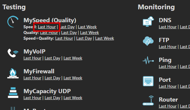Speed results report selection