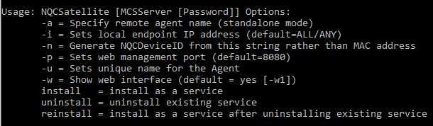 Windows satellite command line switches