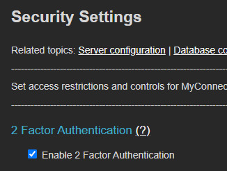 Two-factor authentication checkbox in Security Settings