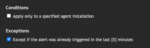 Satellite down alert conditions