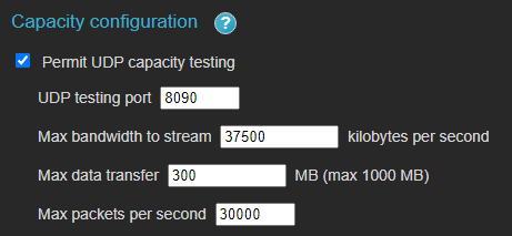 Capacity test general config