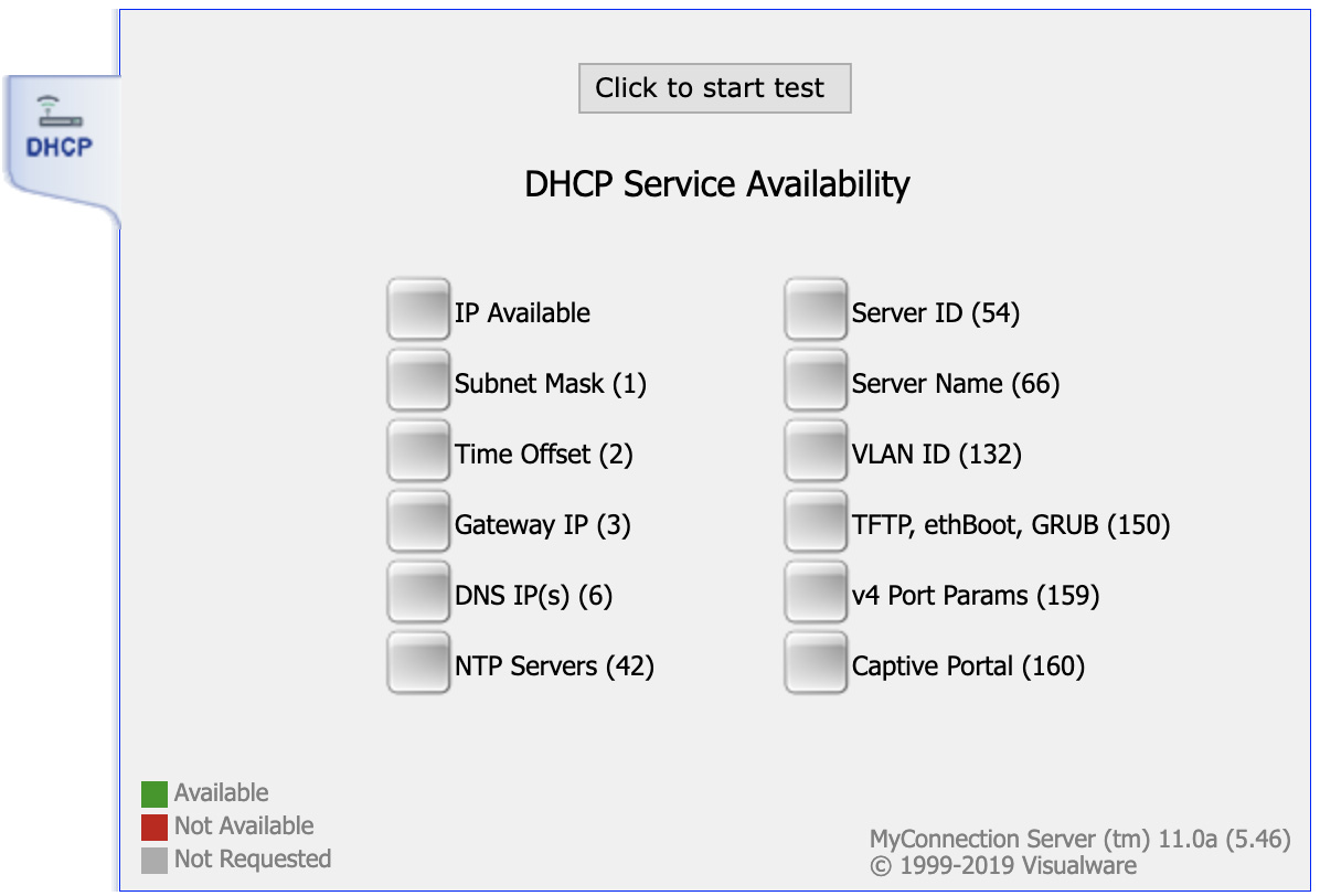 DHCP test interface before test start