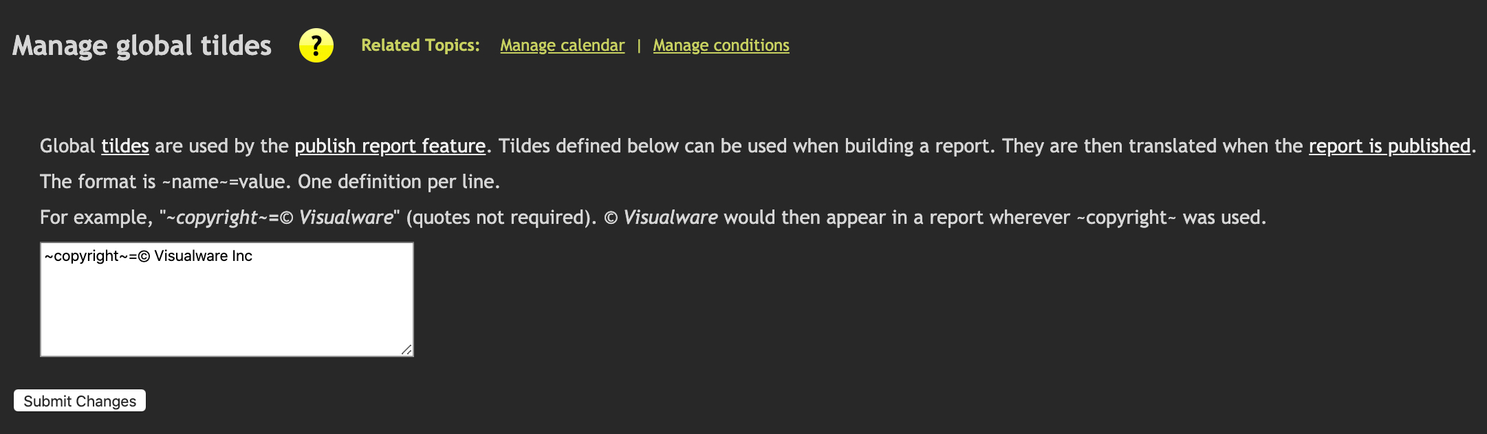 Global tilde settings
