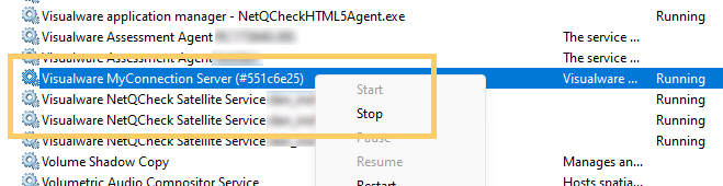Stop the MCS service