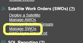 Manage SWOs menu option in MCS Administration