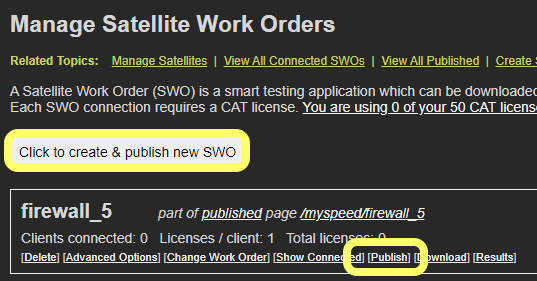 Create and publish button and publish link for existing SWOs