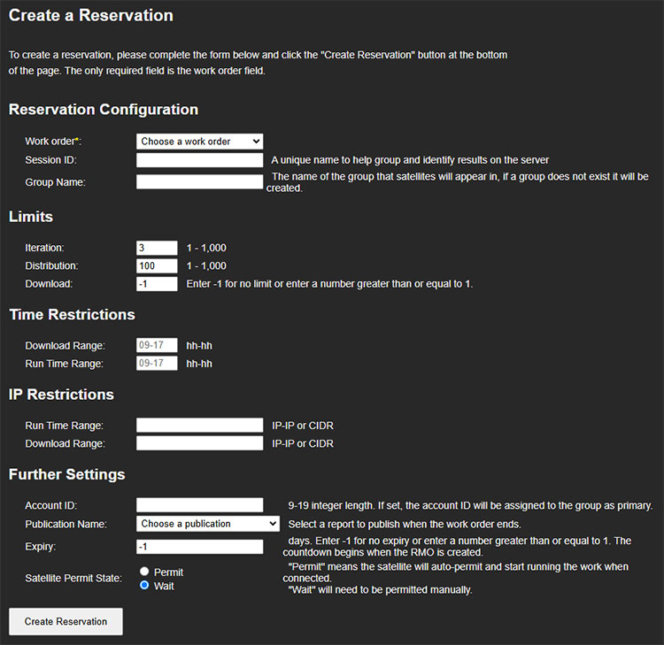 Create a reservation form in MCS