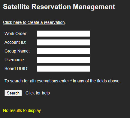 Manage reservations search interface