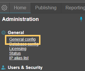 General Configuration link in MCS administration menu