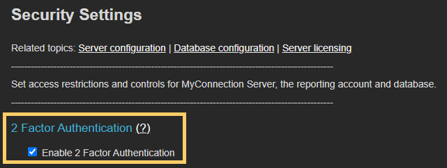 Two-factor authentication enabled in MCS
