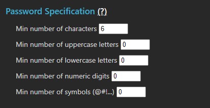 Password specification rules