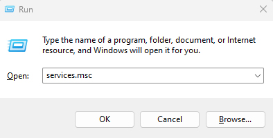 Open the services admin panel