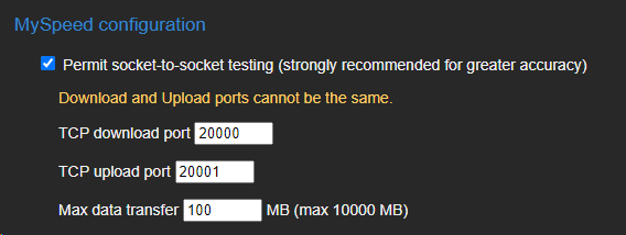 Speed test general config