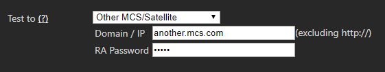 Other MCS/Satellite configuration showing URL/IP and RA Password fields