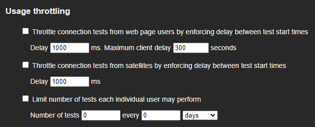 Usage throttling settings