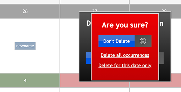 confirm delete a calendar condition