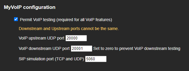 VoIP test general config